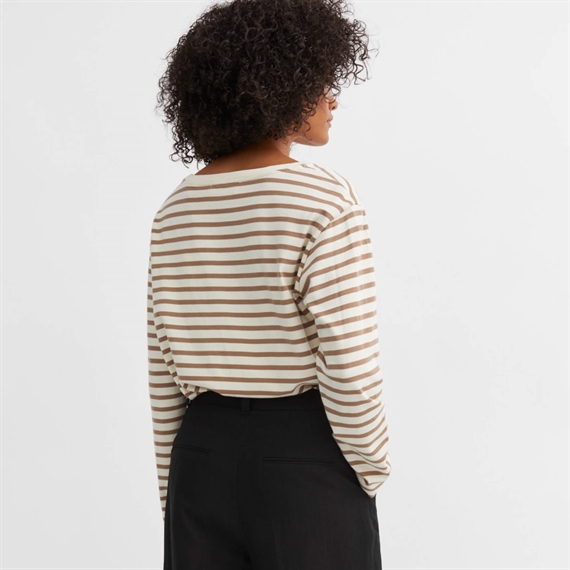 Skall Studio Loui Oversized Bluse, Light Brown/White Stripe 